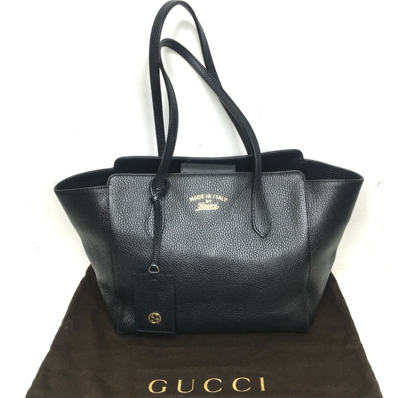 Authentic Gucci Swing tote black leather - Picture 1 of 16